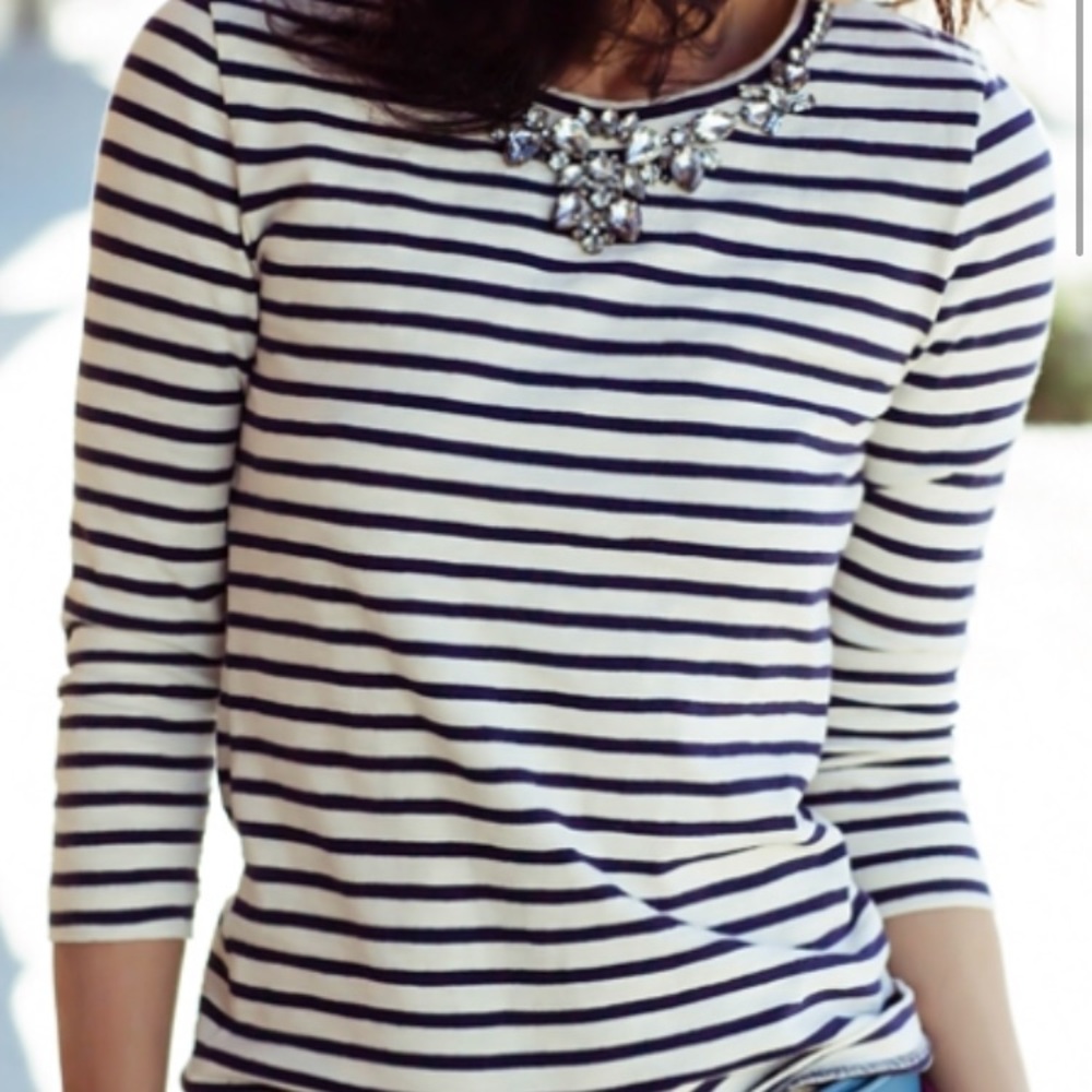 Jcrew beaded striped blouse